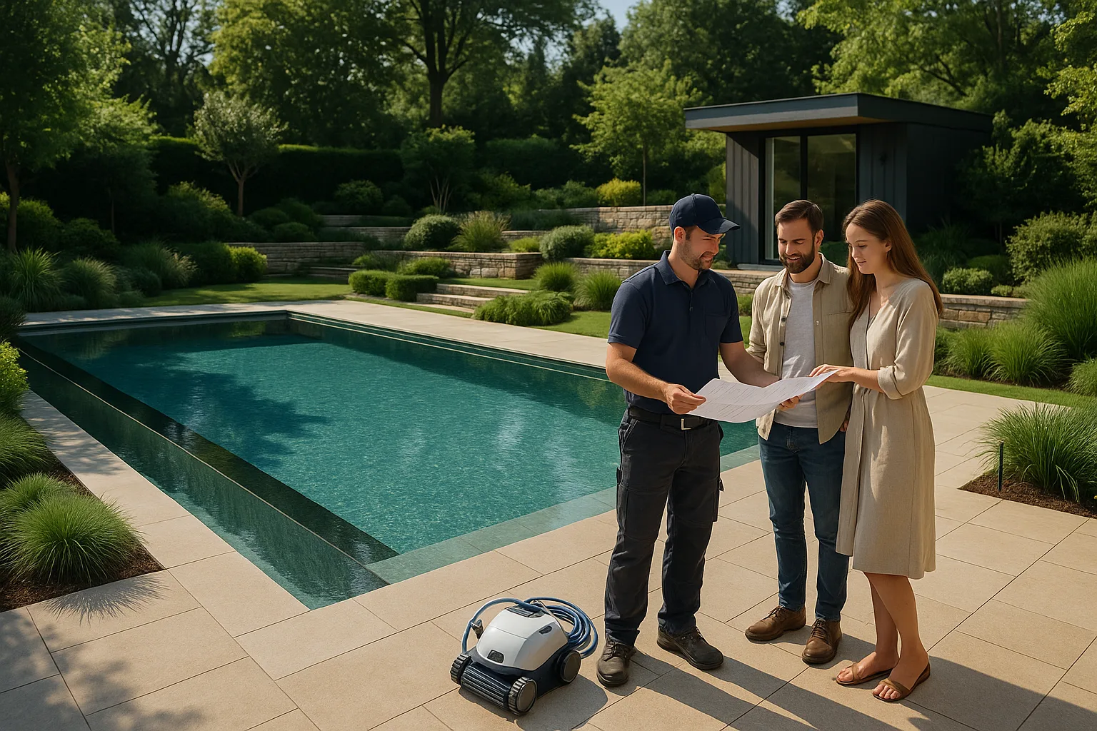 Piscine à débordement et design contemporain